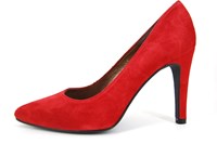 Spitse pumps - rood suede in grote sizes